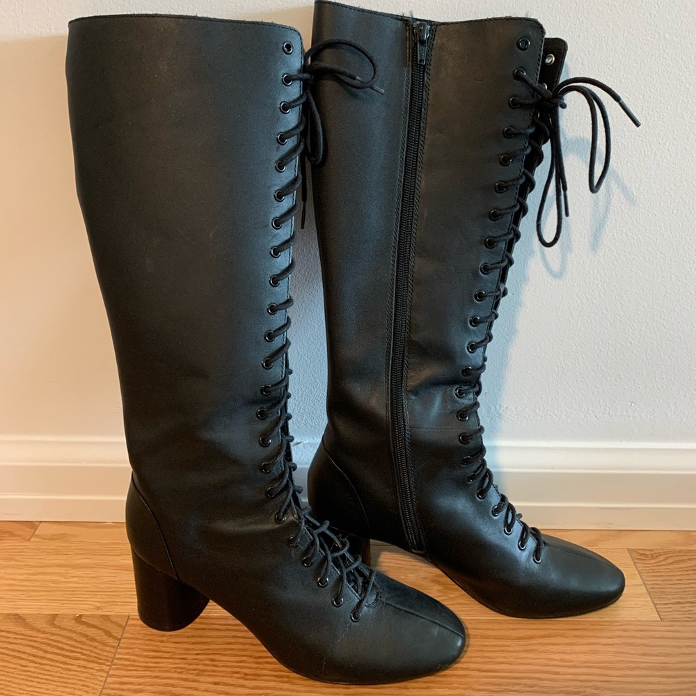 Zara knee high heeled boots